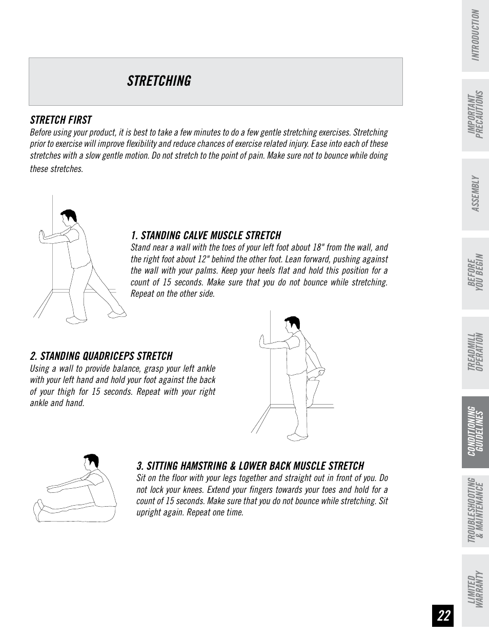 Stretching | Horizon Fitness DT680 User Manual | Page 23 / 32