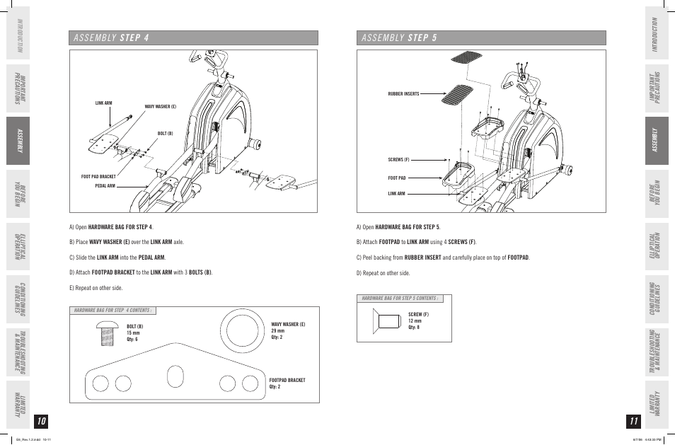 Assembly step | Horizon Fitness ELITE SERIES AFG ELLIPTICAL E6 User Manual | Page 6 / 23