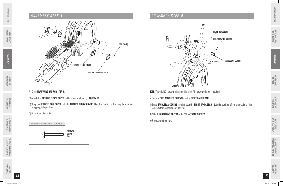 Assembly step | Horizon Fitness ELITE SERIES AFG ELLIPTICAL E6 User Manual | Page 8 / 23