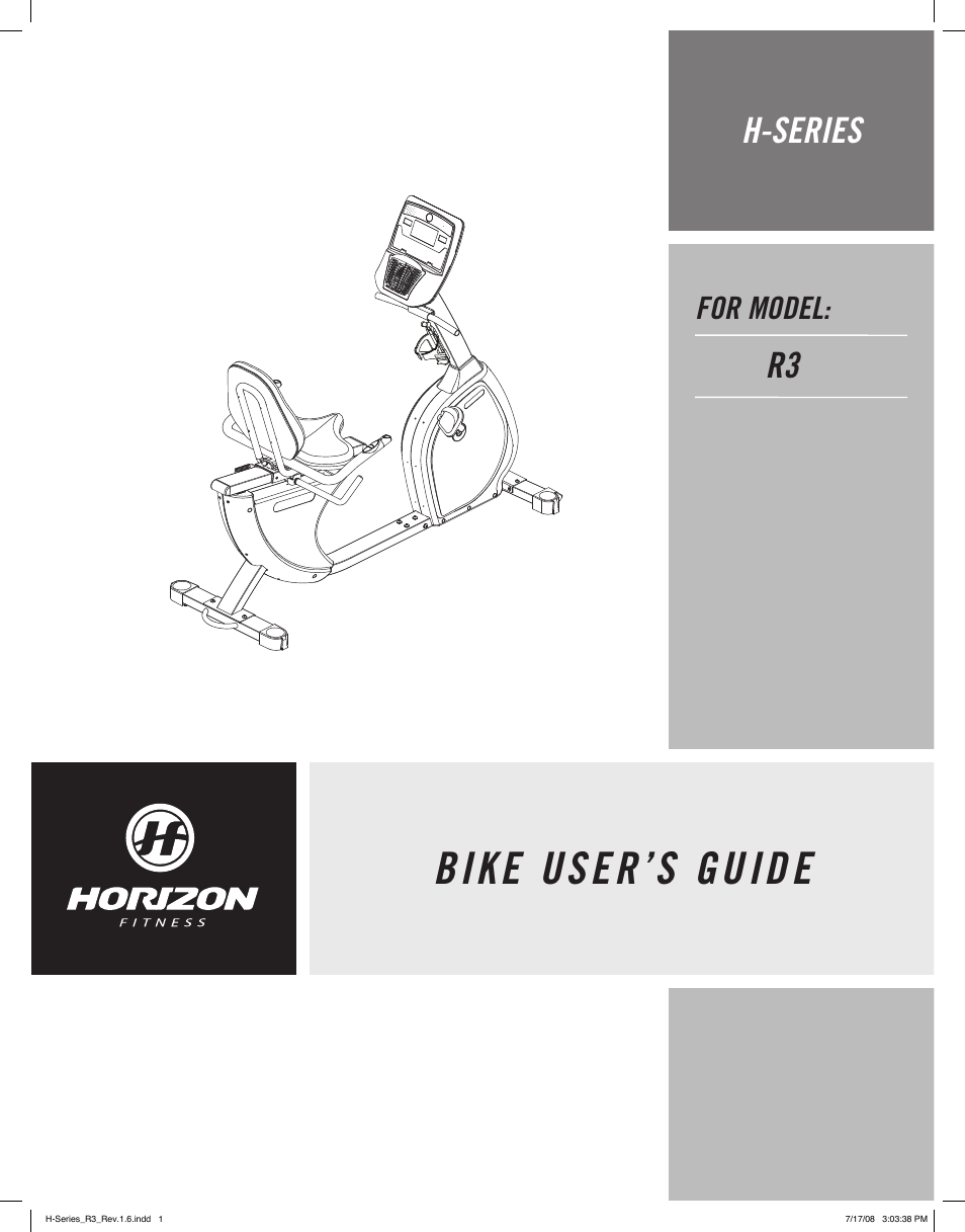 Horizon Fitness R3 User Manual | 19 pages