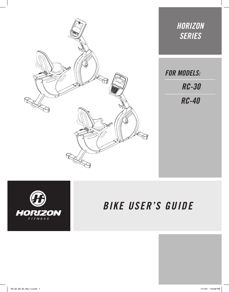 Horizon Fitness RC-30 User Manual | 21 pages