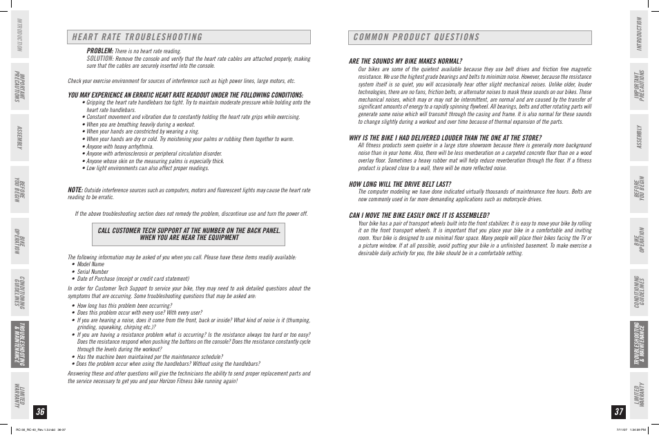 Heart rate troubleshooting, Common product questions | Horizon Fitness RC-30 User Manual | Page 19 / 21