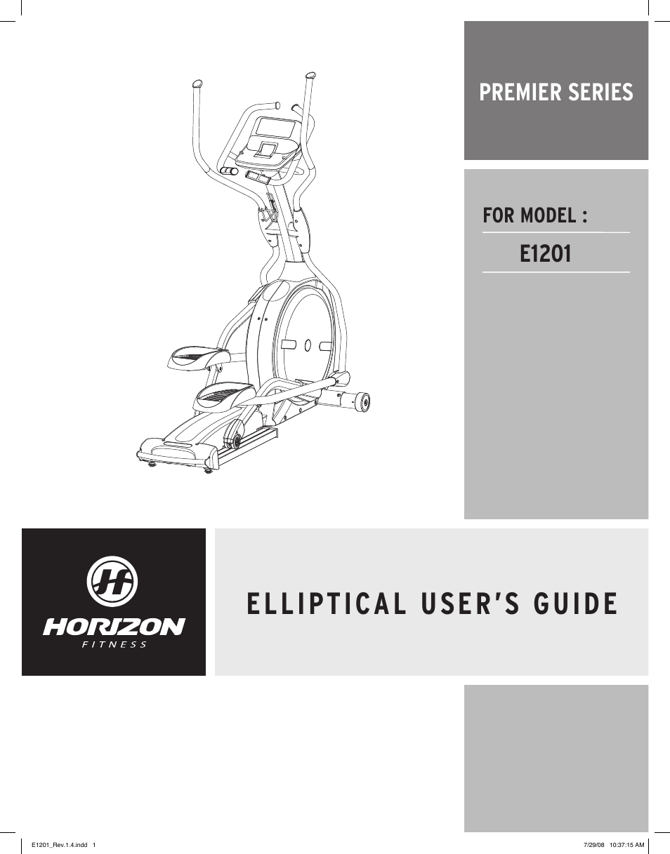 Horizon Fitness E1201 User Manual | 19 pages