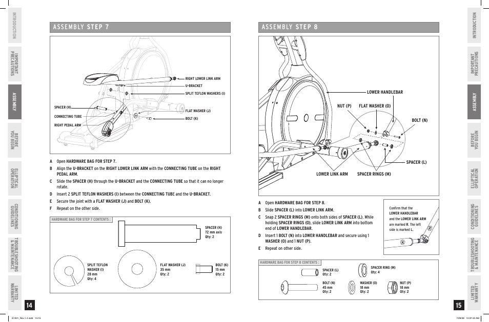 Assembly step | Horizon Fitness E1201 User Manual | Page 8 / 19