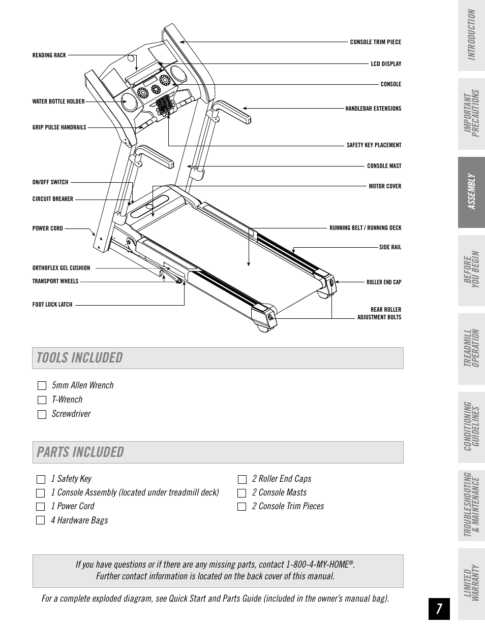 Tools included parts included | Horizon Fitness RCT7.6 User Manual | Page 7 / 32