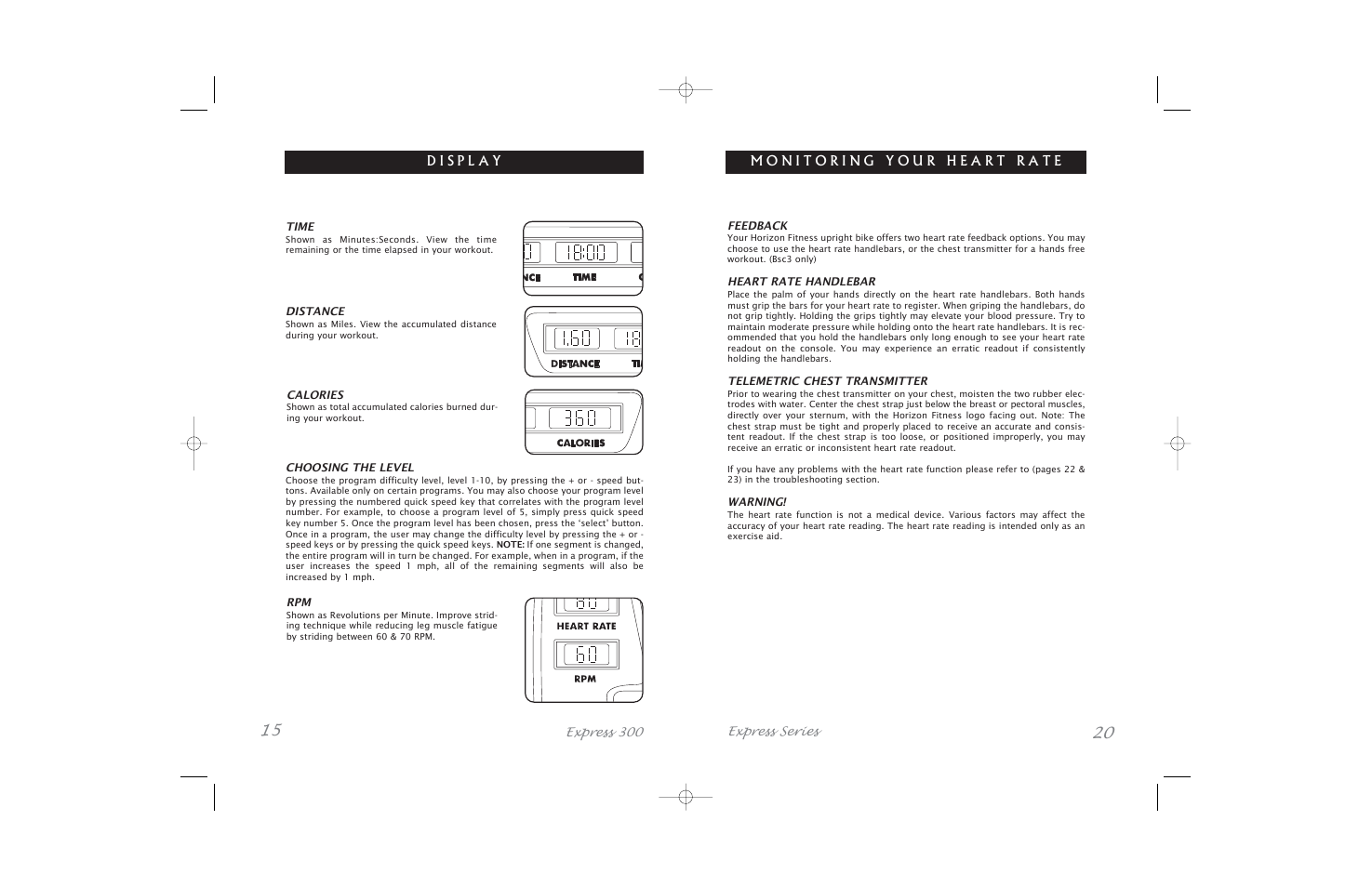 Horizon Fitness Express SERIES User Manual | Page 20 / 34