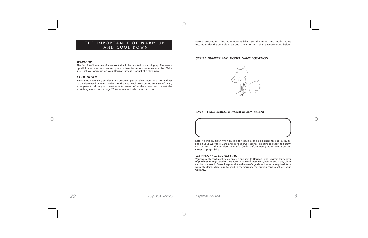 Horizon Fitness Express SERIES User Manual | Page 6 / 34