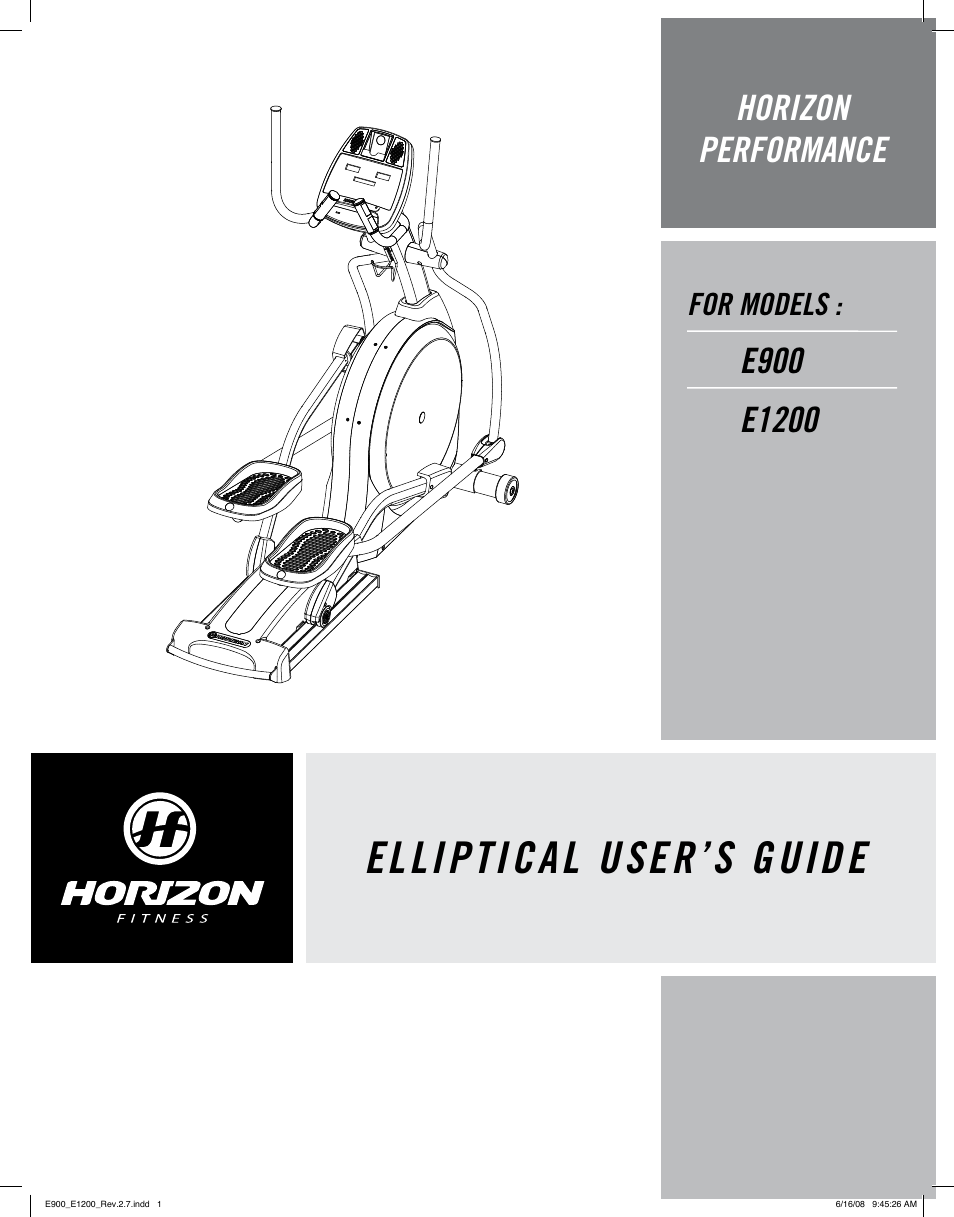 Horizon Fitness E900 User Manual | 25 pages