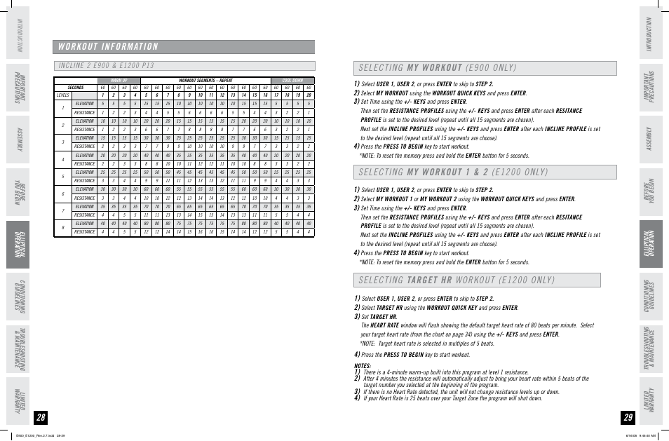 Selecting target hr workout (e1200 only), Before you begin | Horizon Fitness E900 User Manual | Page 15 / 25