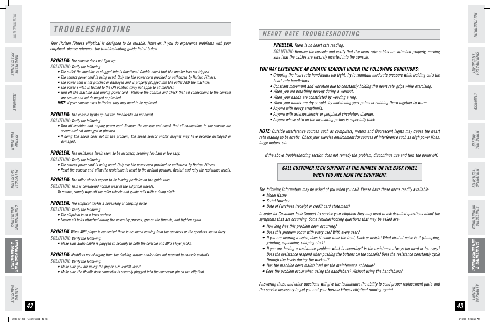 Troubleshooting, Heart rate troubleshooting | Horizon Fitness E900 User Manual | Page 22 / 25