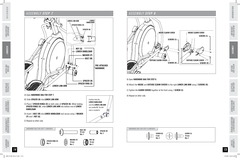 Assembly step | Horizon Fitness E900 User Manual | Page 8 / 25