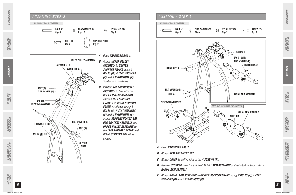 Assembly step 2, Assembly step | Horizon Fitness CLUB S400 User Manual | Page 5 / 15