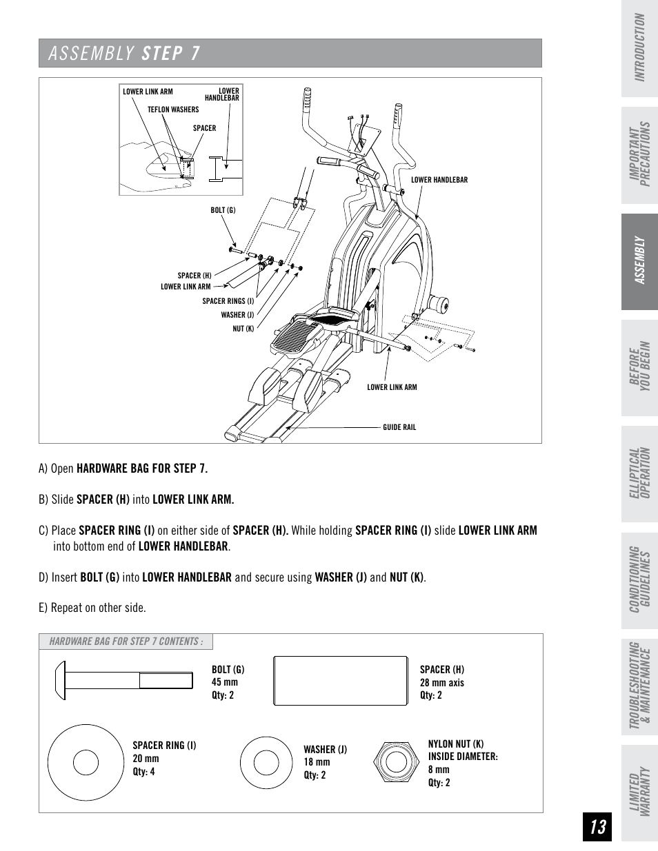 Assembly step 7 | Horizon Fitness PSE7 User Manual | Page 13 / 40