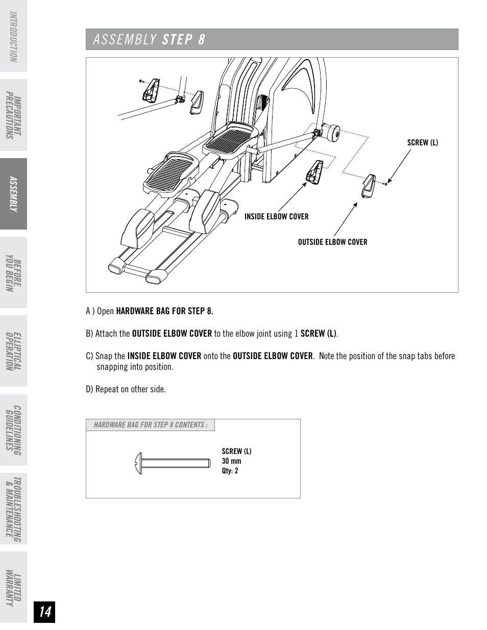 Assembly step | Horizon Fitness PSE7 User Manual | Page 14 / 40
