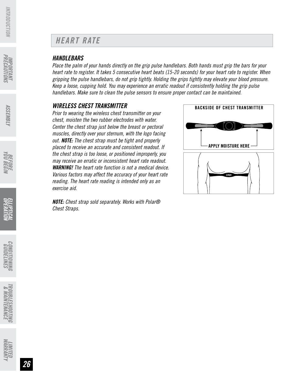 Heart rate | Horizon Fitness PSE7 User Manual | Page 26 / 40