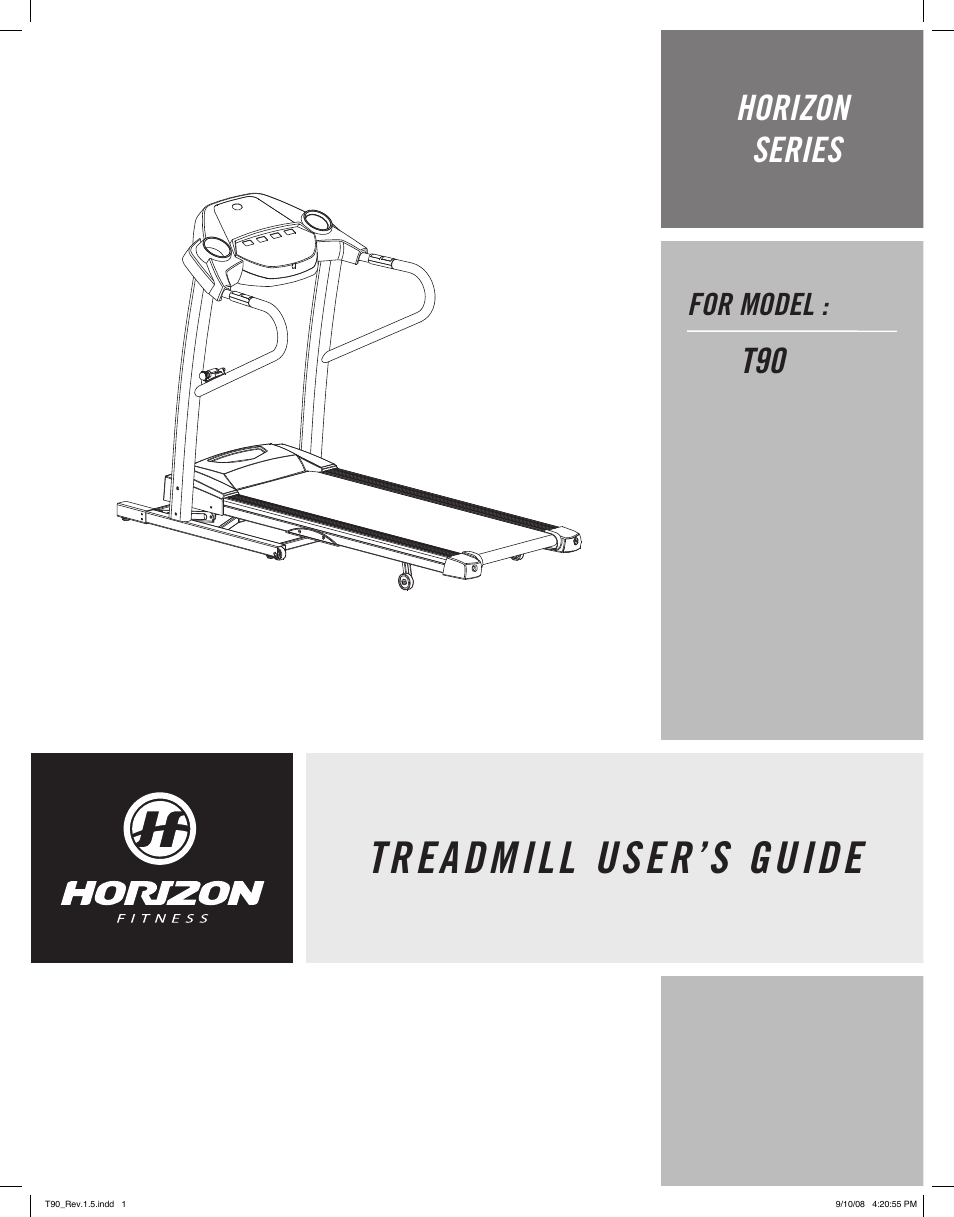 Horizon Fitness HORIZON SERIES T90 User Manual | 15 pages
