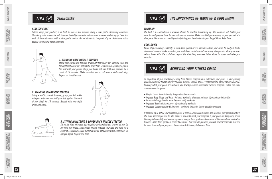 Tips, Stretching | Horizon Fitness HORIZON SERIES T90 User Manual | Page 12 / 15