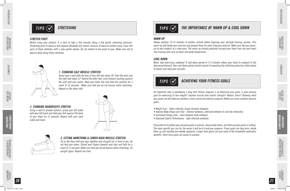 Tips, Stretching | Horizon Fitness FS 50 User Manual | Page 11 / 15