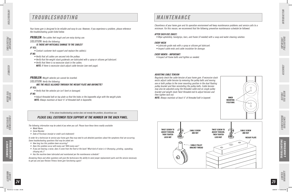 Troubleshooting, Maintenance, Problem | Solution | Horizon Fitness FS 50 User Manual | Page 13 / 15