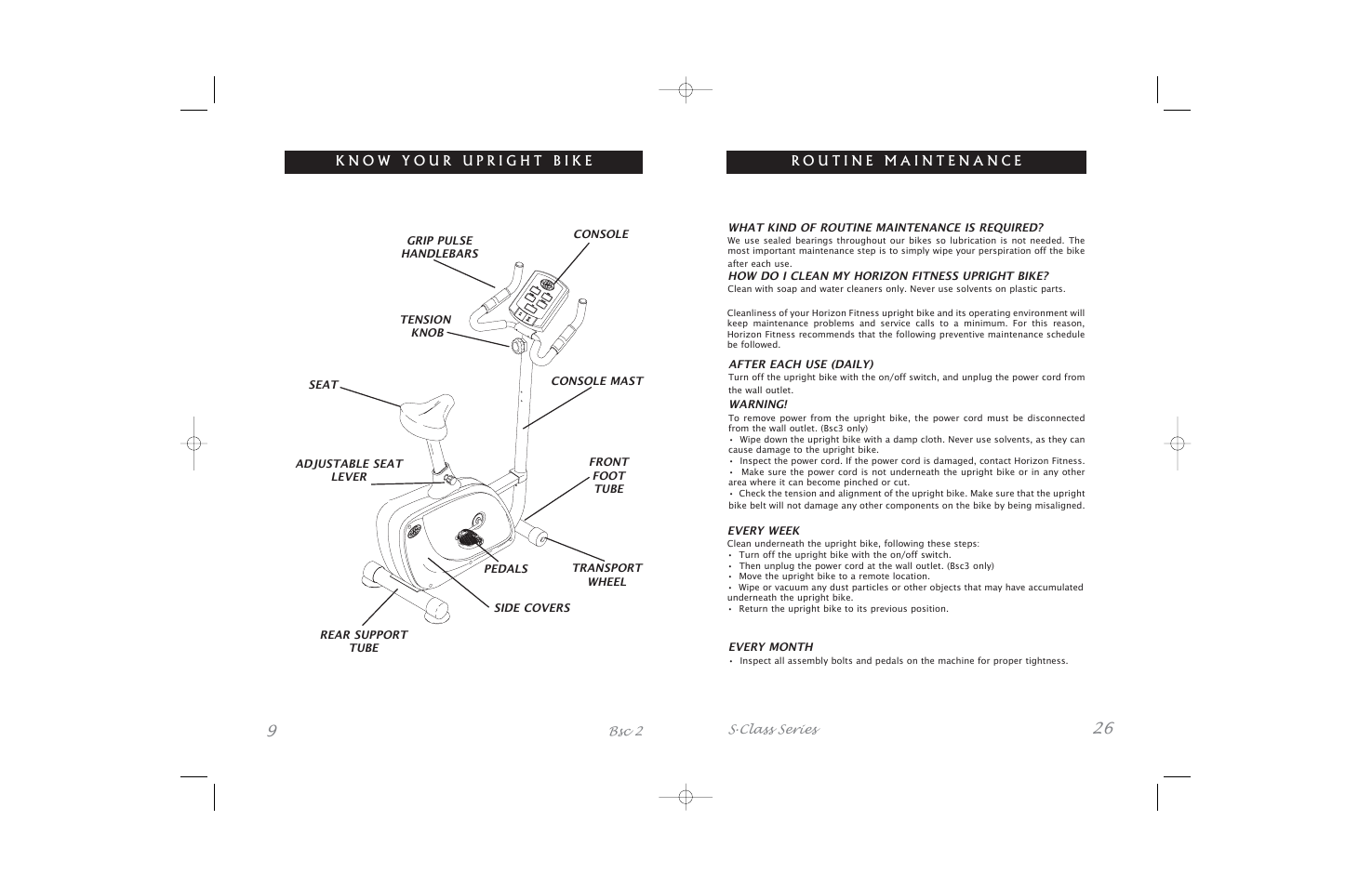 Horizon Fitness Bicycle User Manual | Page 26 / 34