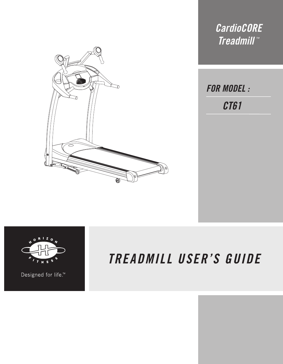 Horizon Fitness CT61 User Manual | 32 pages
