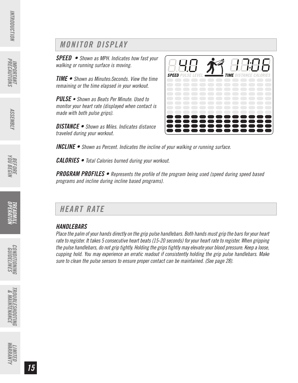 Monitor display heart rate | Horizon Fitness CT61 User Manual | Page 16 / 32