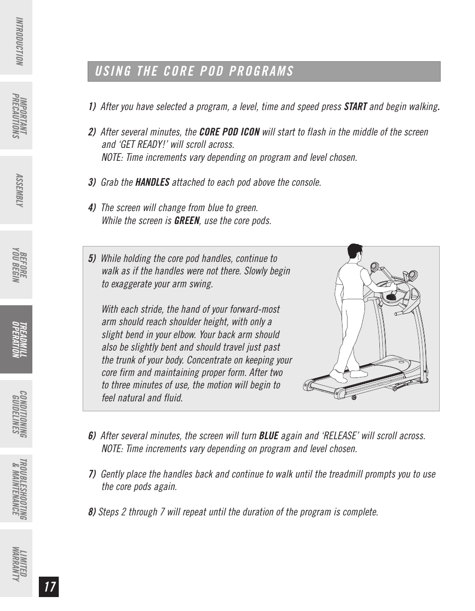 Using the core pod programs | Horizon Fitness CT61 User Manual | Page 18 / 32