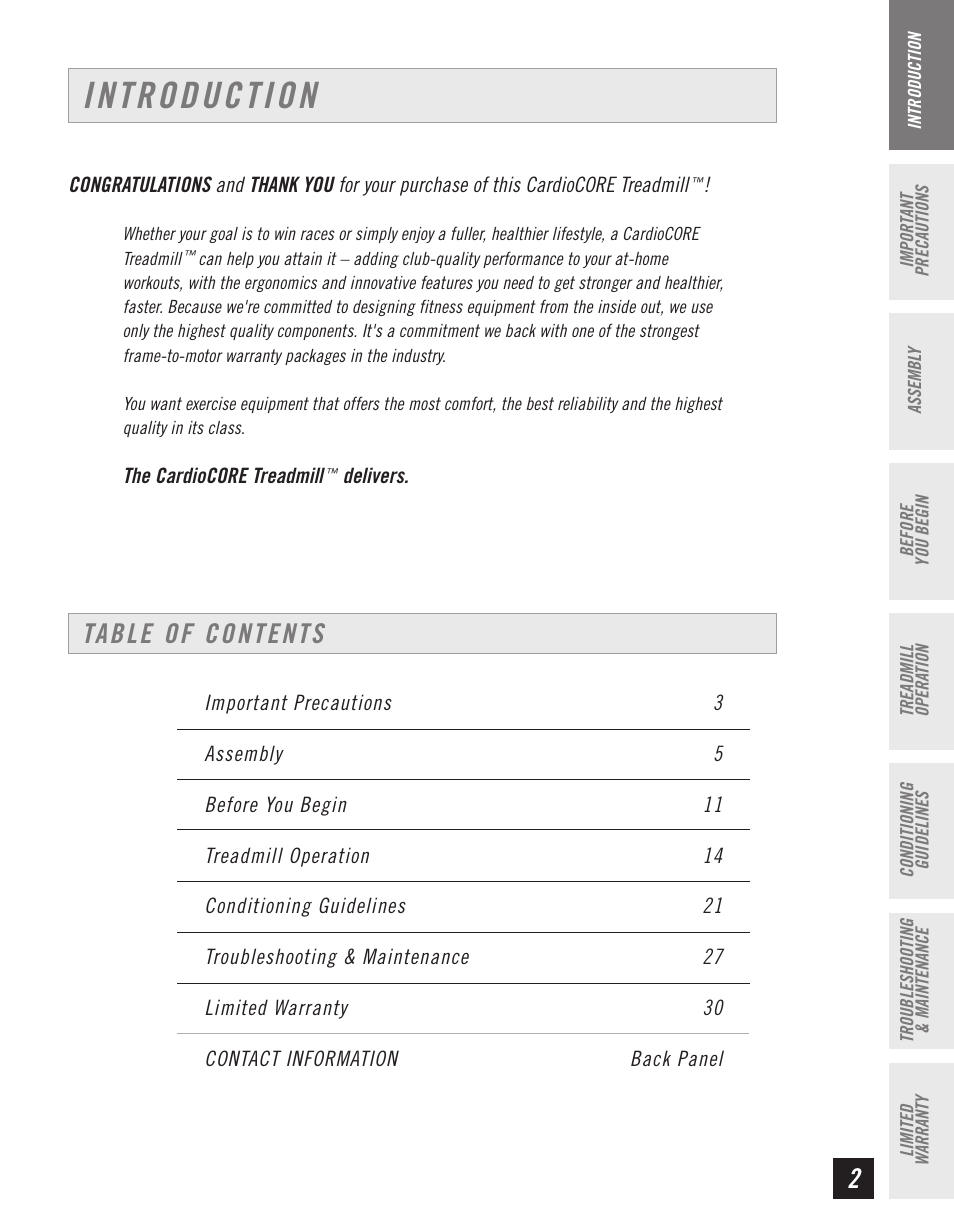 Horizon Fitness CT61 User Manual | Page 3 / 32