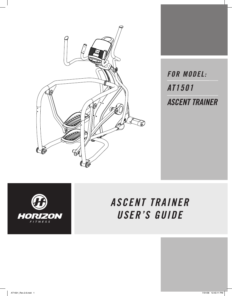 Horizon Fitness ASCENT TRAINER AT1501 User Manual | 19 pages