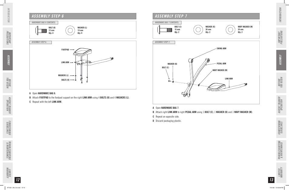 Assembly step | Horizon Fitness ASCENT TRAINER AT1501 User Manual | Page 7 / 19