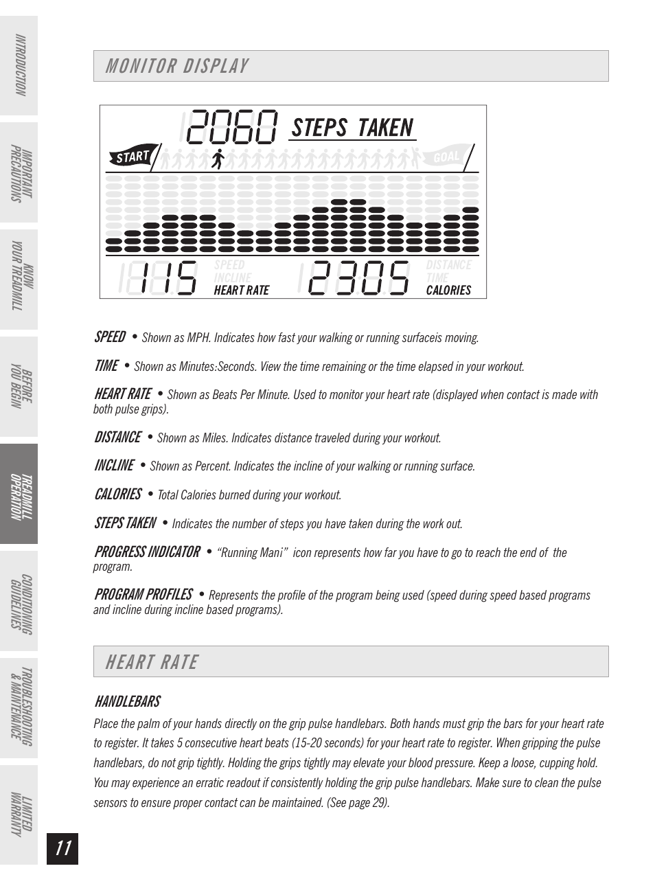 Steps taken | Horizon Fitness Ti 10K User Manual | Page 12 / 32