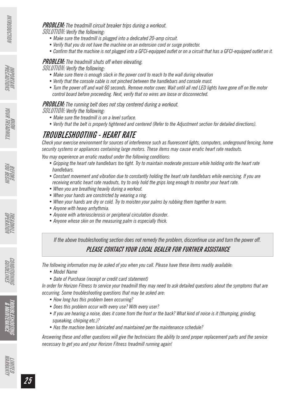 Troubleshooting - heart rate | Horizon Fitness Ti 10K User Manual | Page 26 / 32