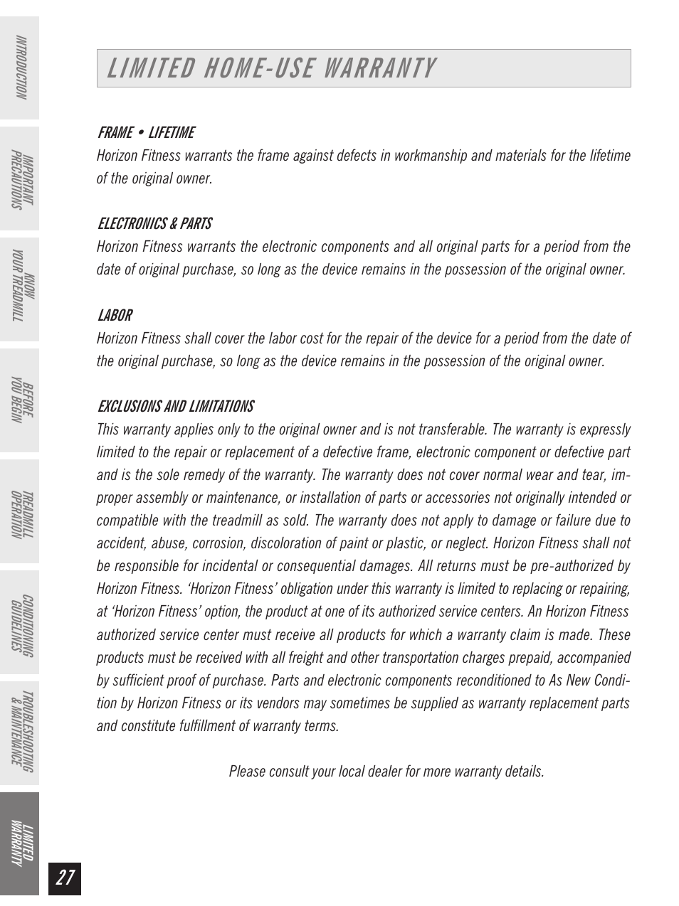 Horizon Fitness Ti 10K User Manual | Page 28 / 32