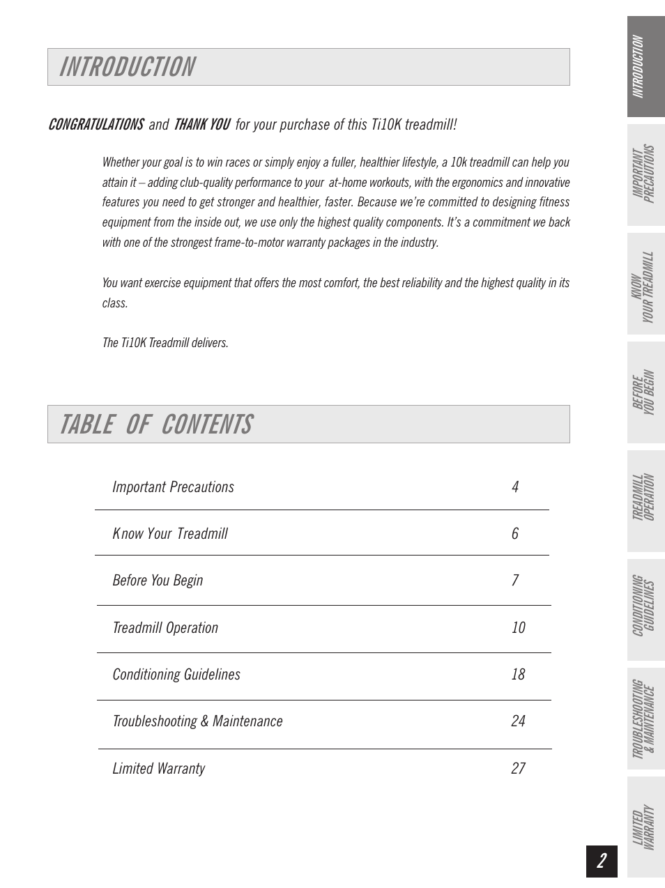 Horizon Fitness Ti 10K User Manual | Page 3 / 32