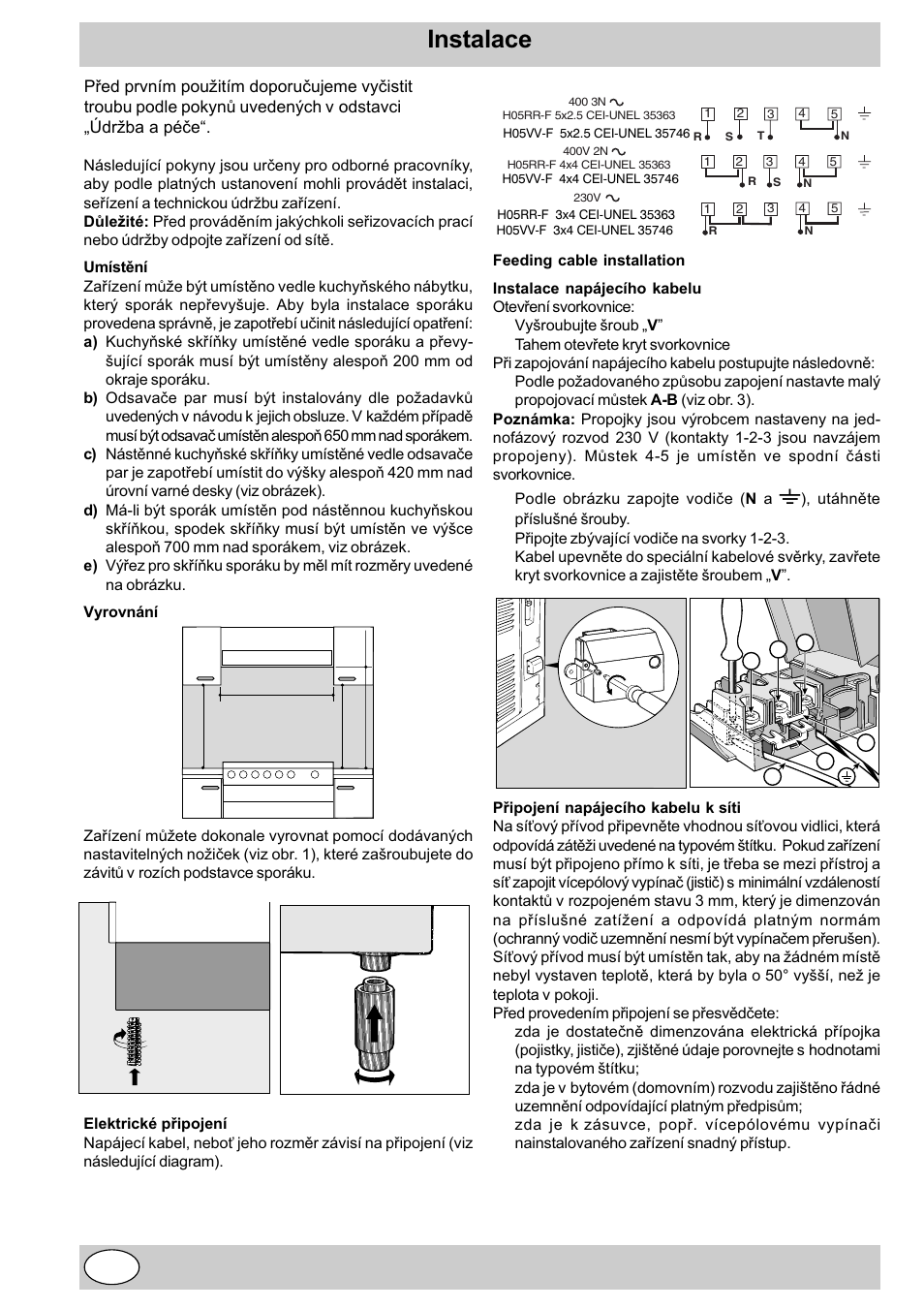 Instalace | Indesit K3 C51 User Manual | Page 36 / 80