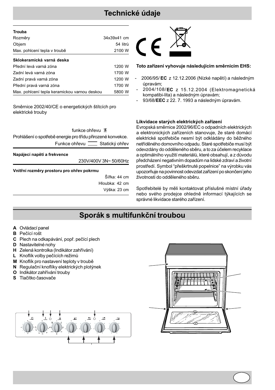 Technické údaje sporák s multifunkèní troubou | Indesit K3 C51 User Manual | Page 37 / 80