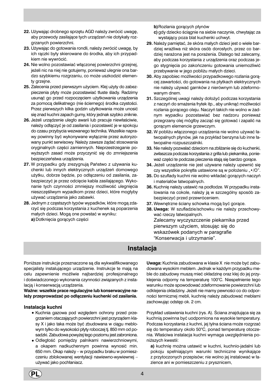 Instalacja | Indesit K3 C51 User Manual | Page 4 / 80