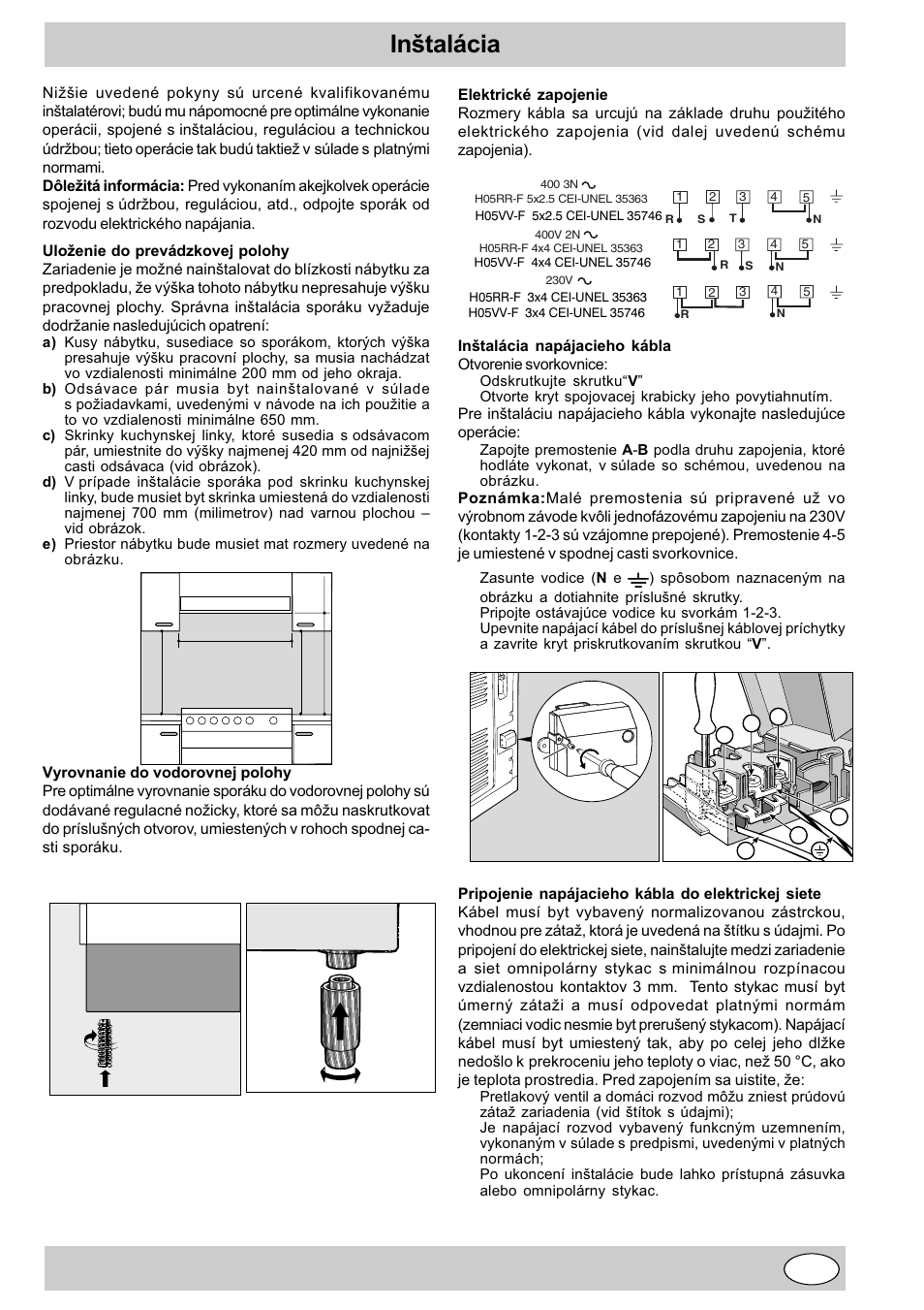 Intalácia | Indesit K3 C51 User Manual | Page 57 / 80