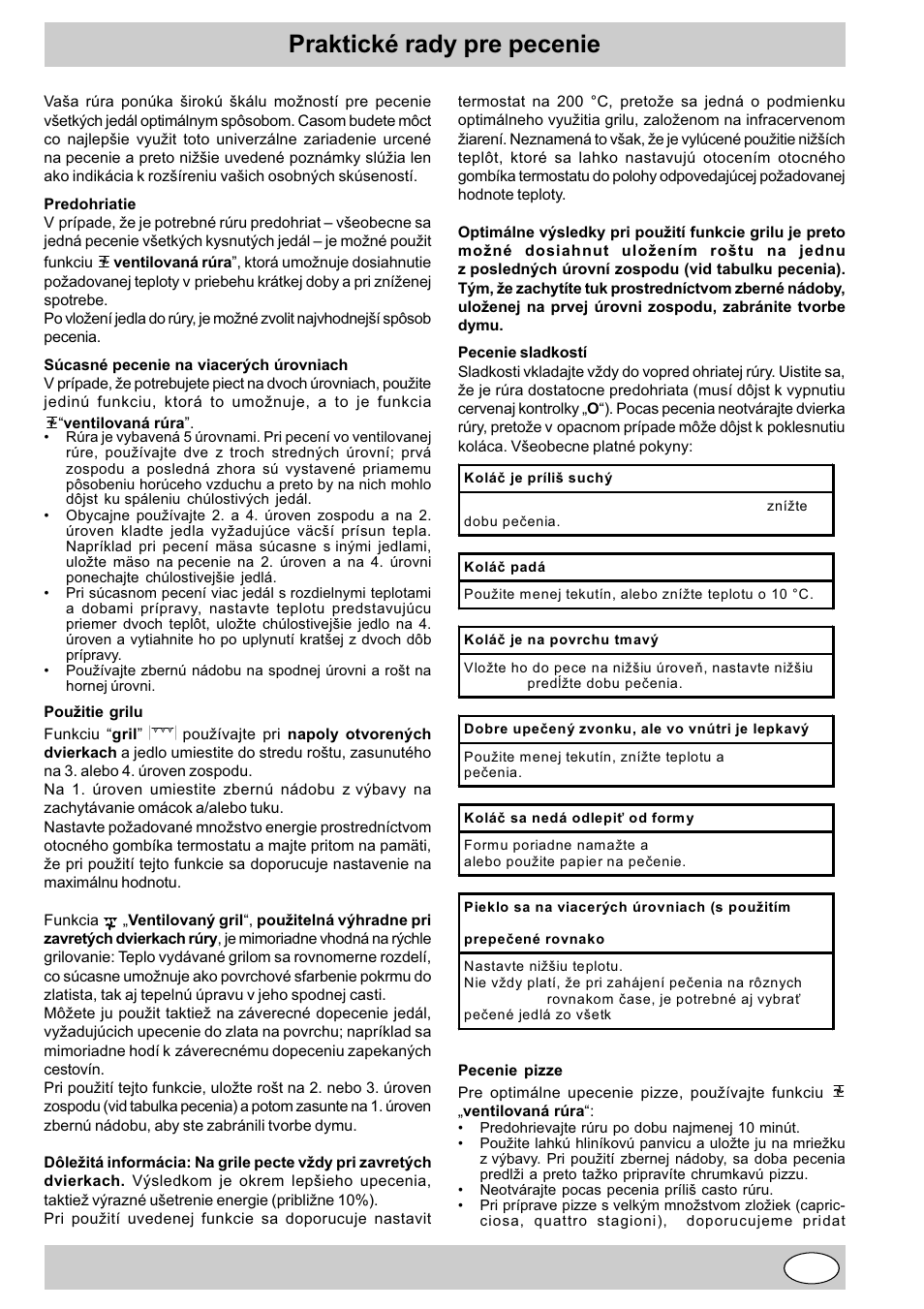 Praktické rady pre pecenie | Indesit K3 C51 User Manual | Page 61 / 80