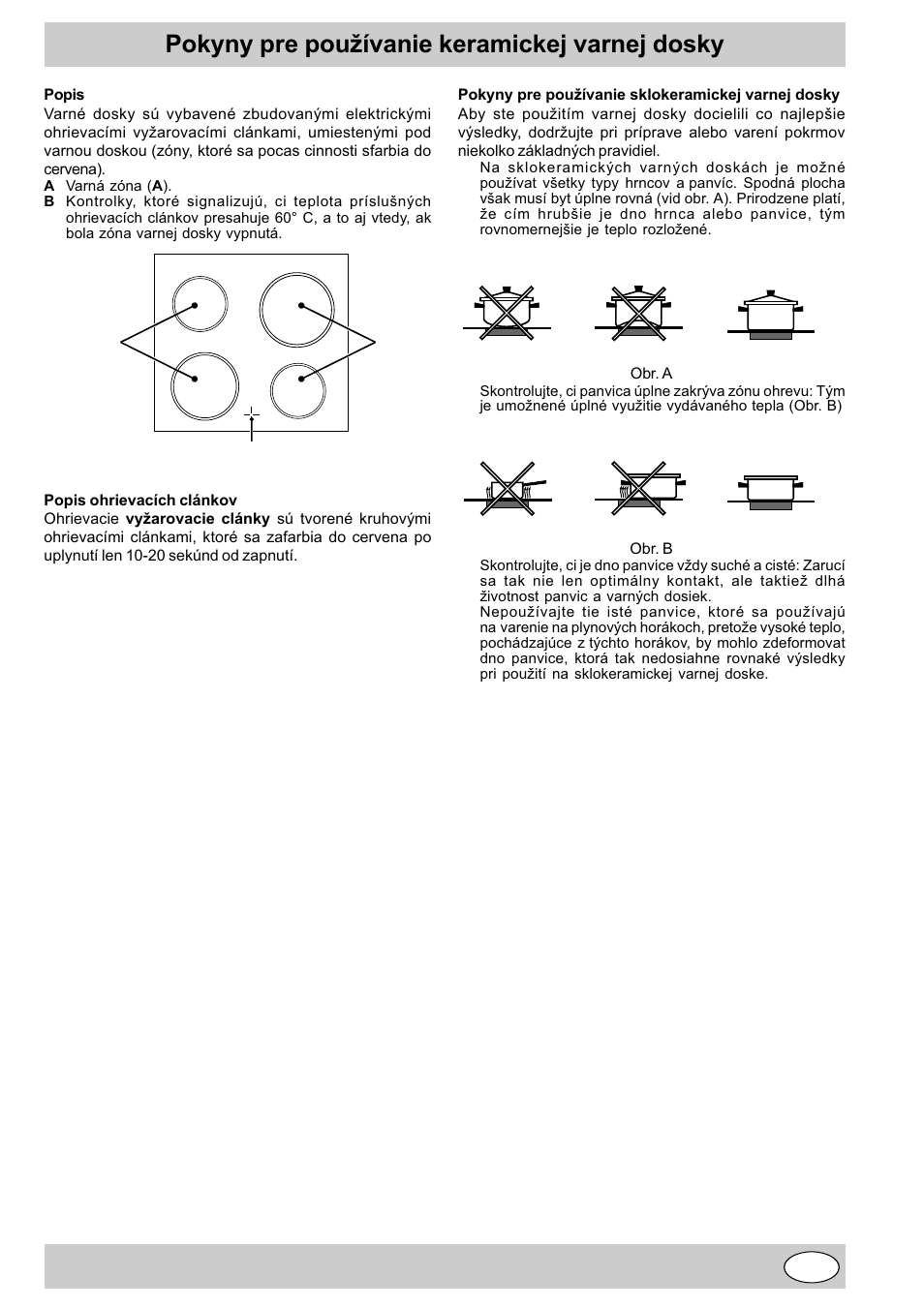 Pokyny pre pouívanie keramickej varnej dosky | Indesit K3 C51 User Manual | Page 63 / 80