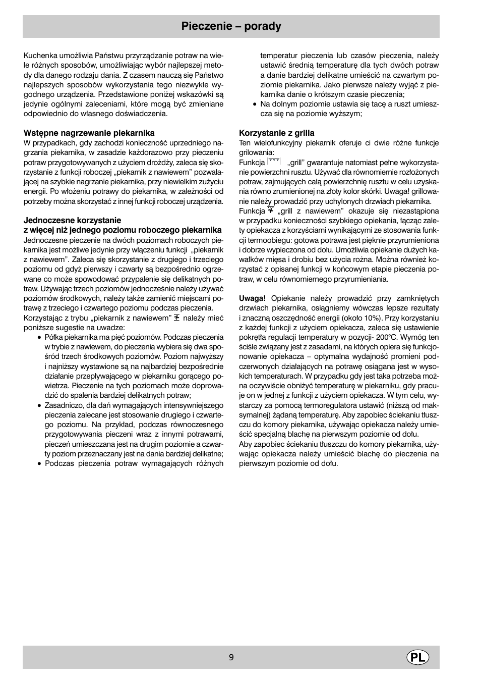 Pieczenie – porady | Indesit K3 C51 User Manual | Page 9 / 80