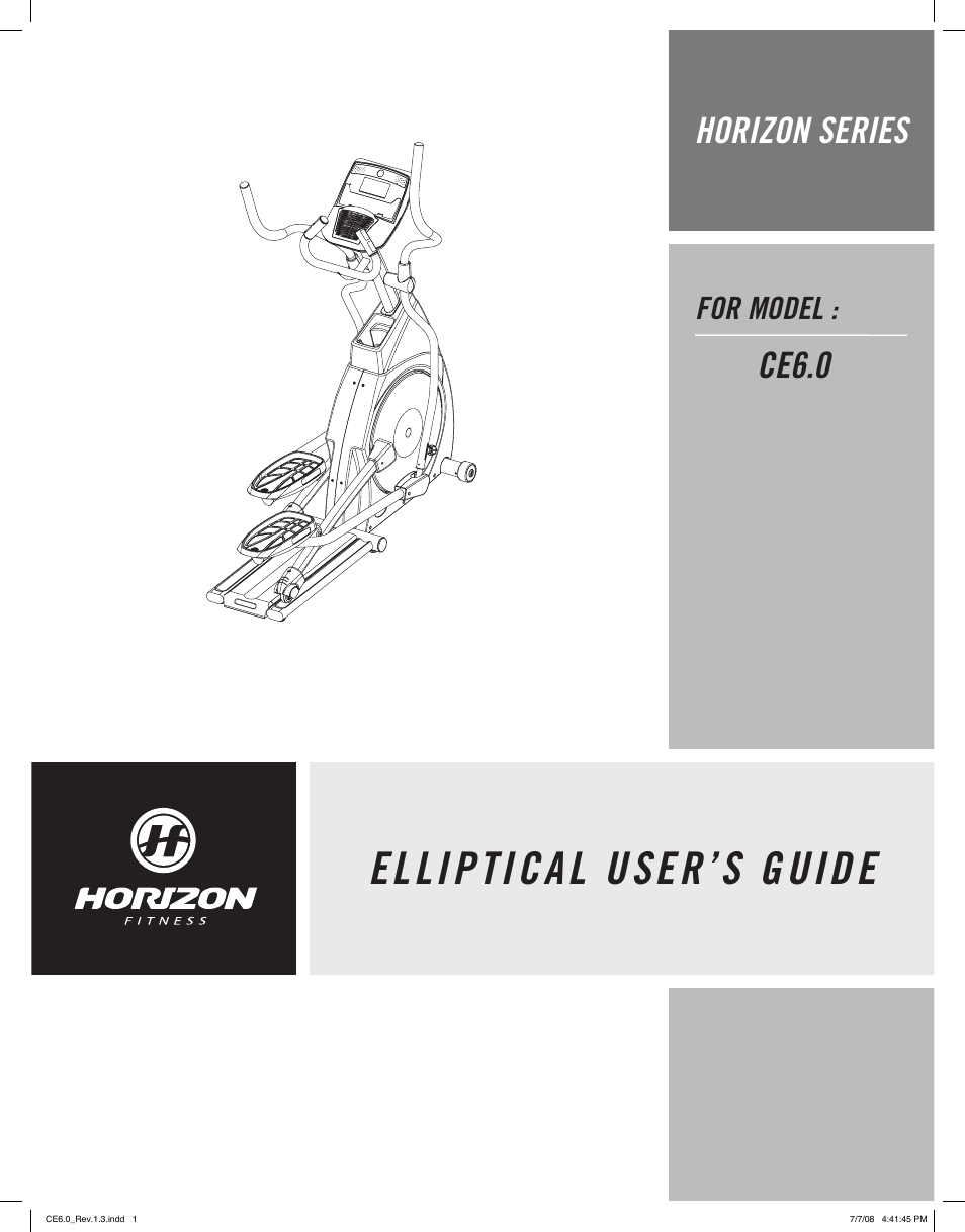 Horizon Fitness CE6.0 User Manual | 19 pages