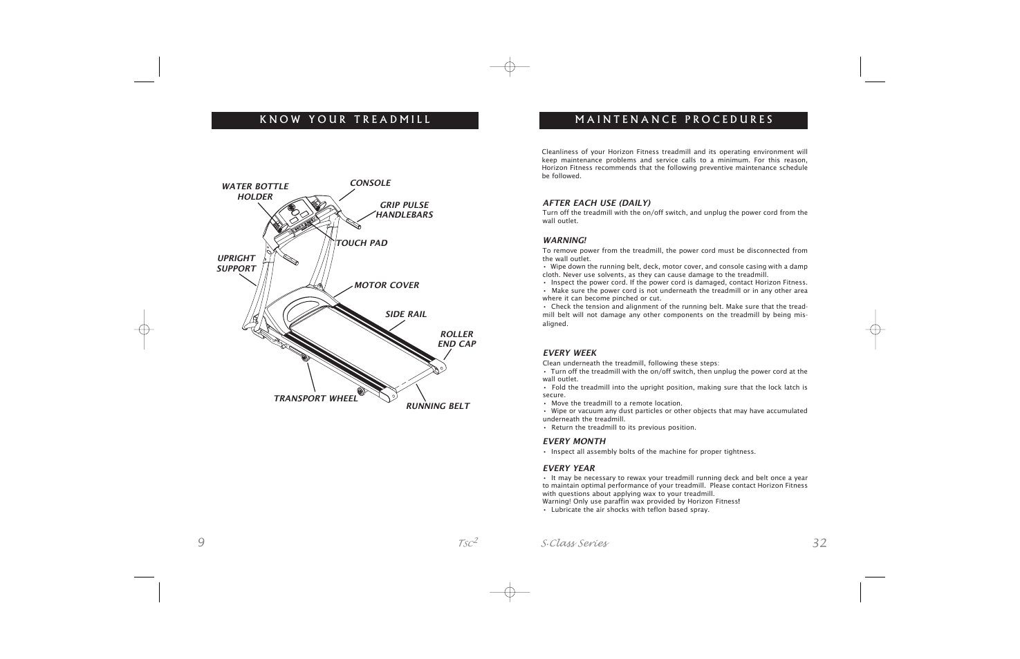 Horizon Fitness S.Class Series5 User Manual | Page 32 / 40