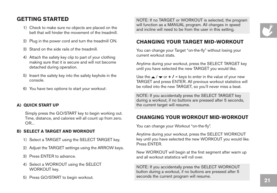 21 getting started | Horizon Fitness GS950T User Manual | Page 21 / 88