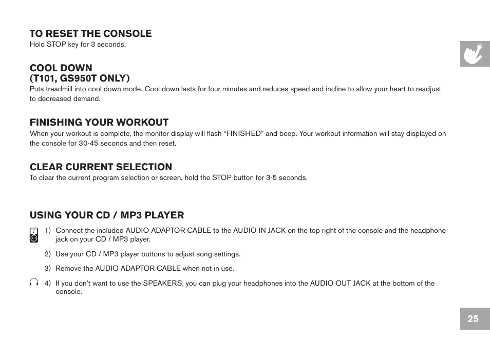 Horizon Fitness GS950T User Manual | Page 25 / 88