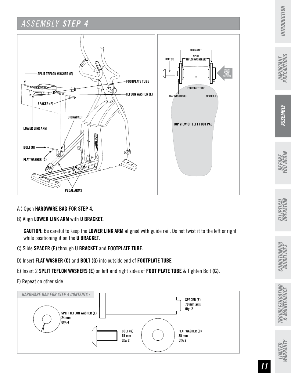 Assembly step | Horizon Fitness LS 625E User Manual | Page 11 / 32