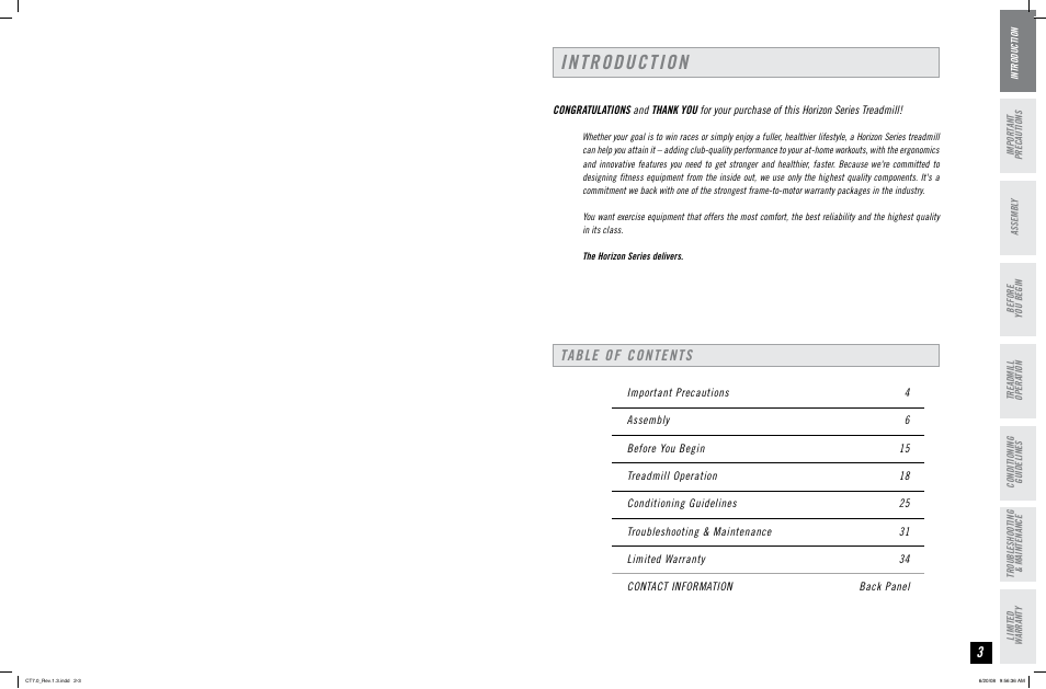 Horizon Fitness HORIZON SERIES CT7.0 User Manual | Page 2 / 19