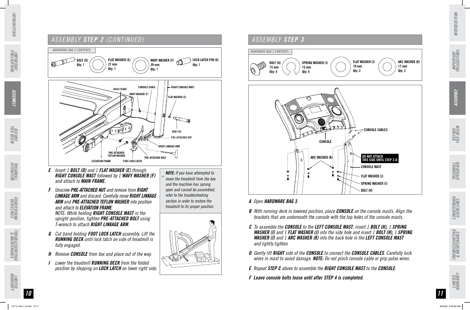 Assembly step, Assembly step 2 (continued) | Horizon Fitness HORIZON SERIES CT7.0 User Manual | Page 6 / 19