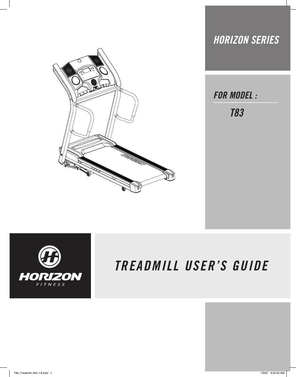 Horizon Fitness HORIZON SERIES T83 User Manual | 19 pages