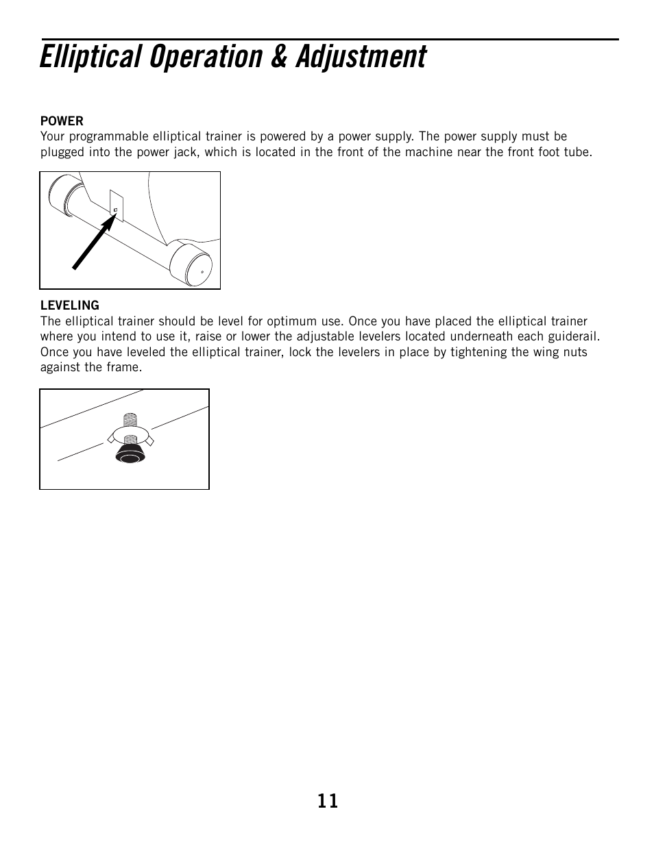 Elliptical operation & adjustment | Horizon Fitness 3.1E User Manual | Page 11 / 36